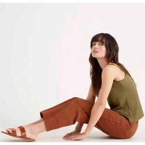 Quince Rust Organic Stretch Cotton Twill Wide Leg Cropped Pants 31 NWT